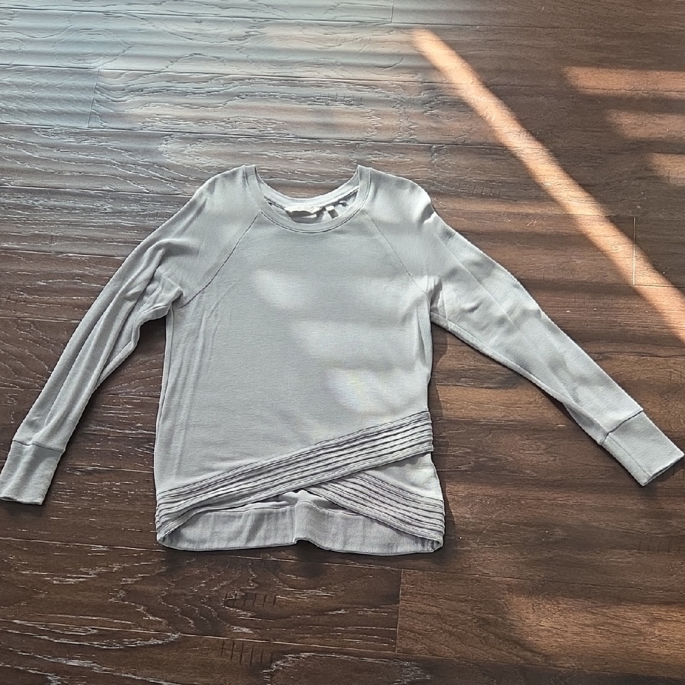 Athleta Gray Front Cross Hem Sweatshirt